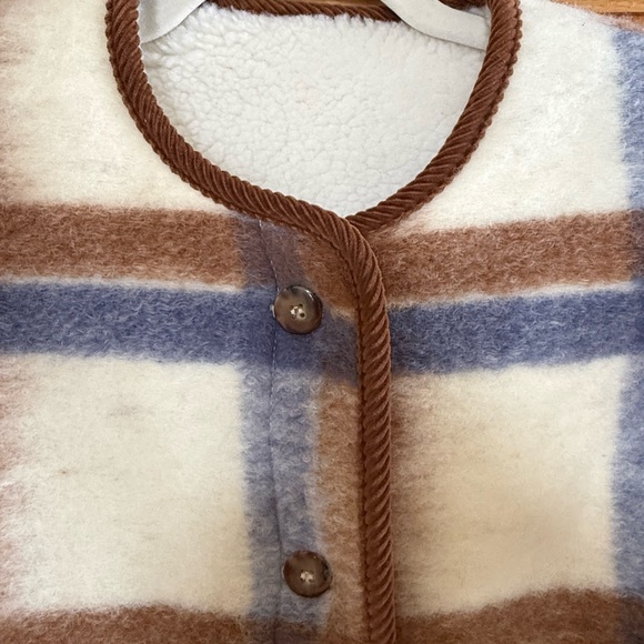 Sezane Sari Jacket - teddy plaid reversible - size 6 - Picture 8 of 12